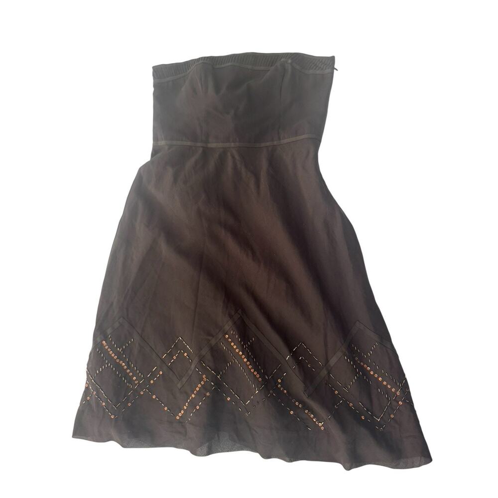 NWT Ann Taylor Loft 10 Strapless Dress Brown Sequins Beads Lined Fall $99 #5207